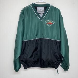 Vintage Minnesota Wild NHL Pullover Wind Track Jacket Adult Medium Side Zip